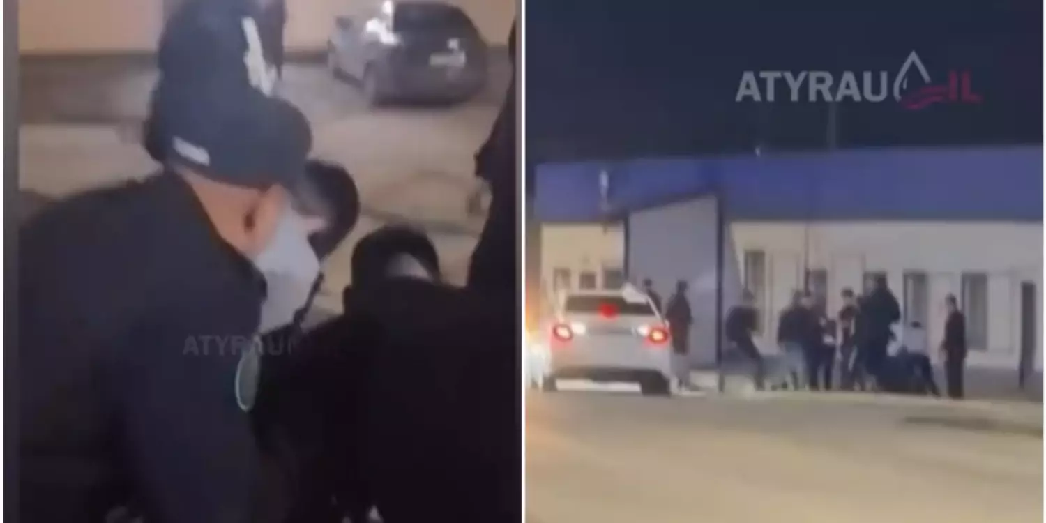 Атырауда бір топ жігіт екі полицейді соққыға жықты