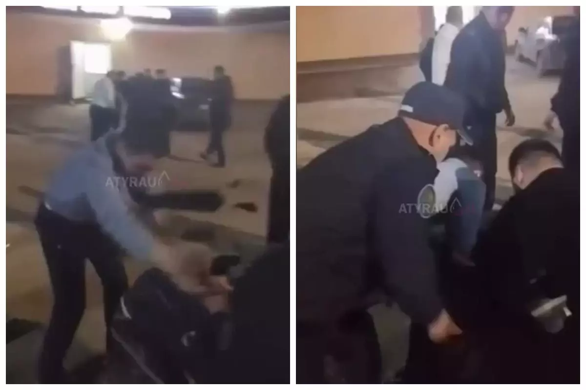 Атырауда бір топ жігіт полиция қызметкерлерін соққыға жықты (видео)