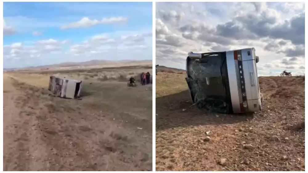 Вахтовый автобус перевернулся в Карагандинской области: людей эвакуировали вертолётом