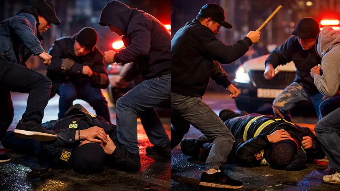 Атырауда бір топ адам полиция қызметкерін соққыға жыққан