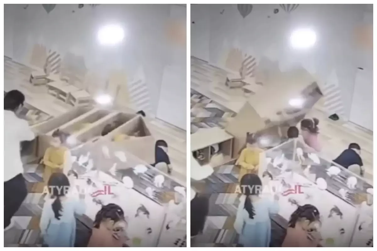 Атырауда балабақшалардың бірінде бүлдіршіннің үстіне шкаф құлап, арқасын зақымдаған (видео)