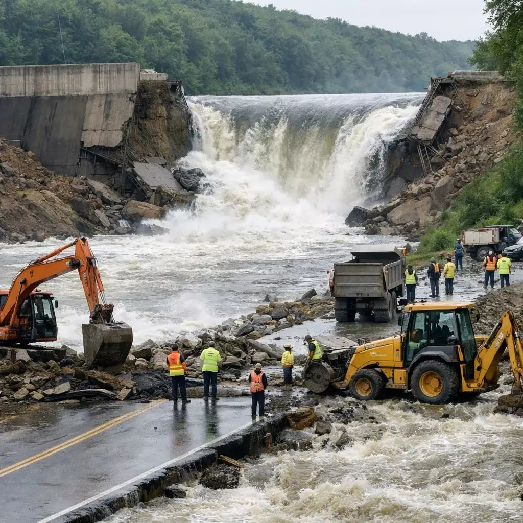 Ақмола облысында бөгет жарылды: Астана-Қорғалжын тасжолын су шайды