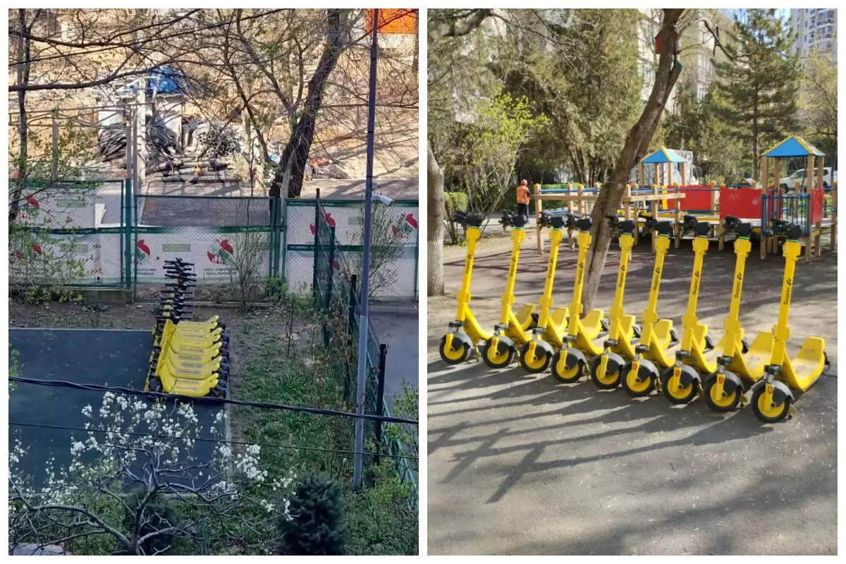 "Кеңсе жалдап, сонда таратсын": Алматылықтар балалар ойнайтын алаң самокаттар тұрағына айналды деп шағымданды