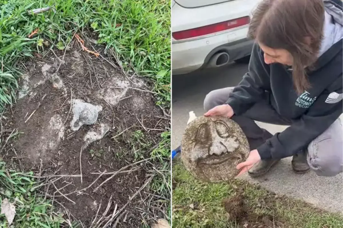 Женщина заметила в земле нос и выкопала каменное лицо (видео) - новости на Lada.kz 09.04.2026
