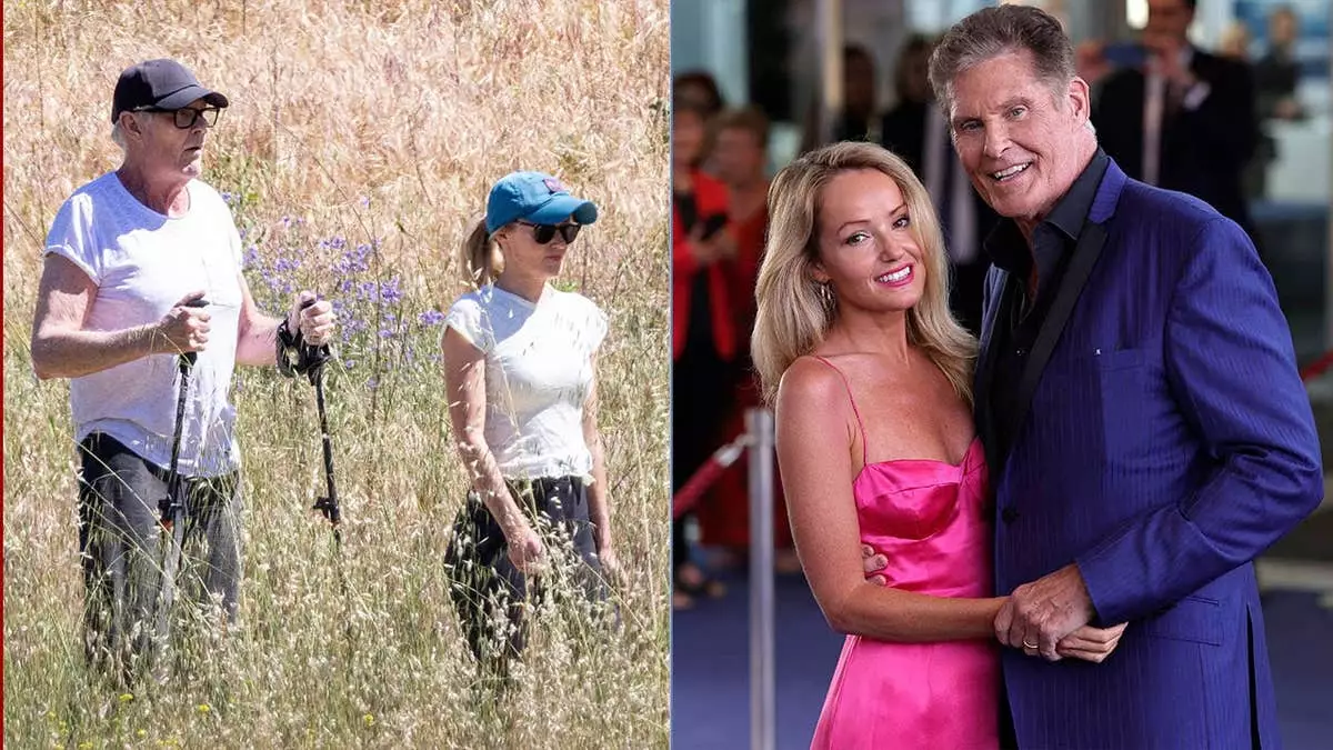 Легенда "Спасателей Малибу" Дэвид Хассельхофф замечен на прогулке с молодой женой после солнечного отдыха в Мексике.