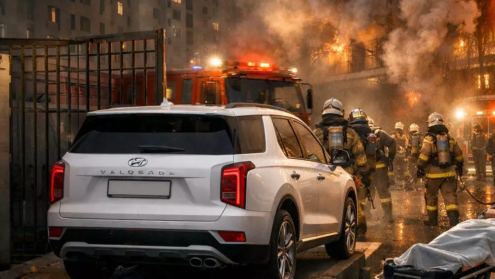 Автомобиль Hyundai затруднил проезд пожарных во время ЧС в Астане