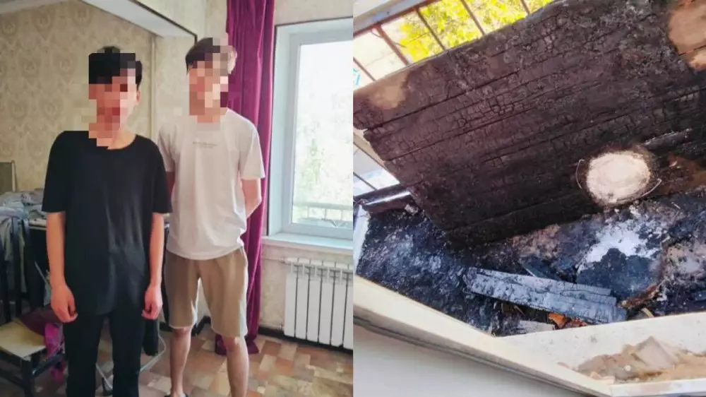 Қызылордада полицей өртенген пәтерден балаларды алып шықты