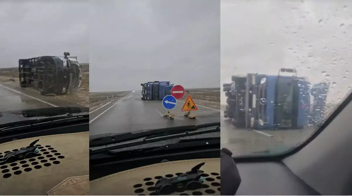 Несколько автомобилей опрокинулись на трассах Мангистау - новости на Lada.kz 15.04.2026