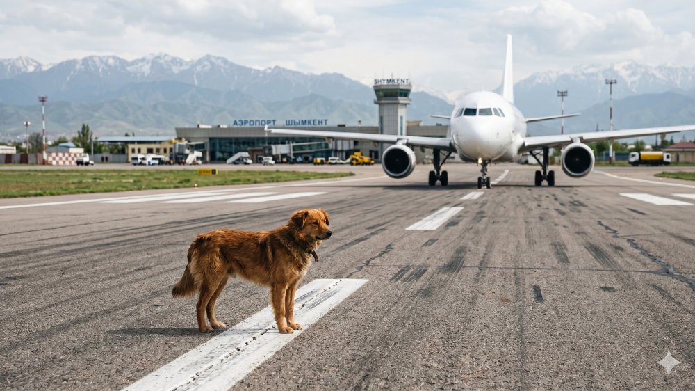FlyArystan рейс в Шымкенте столкнулся с собакой после посадки