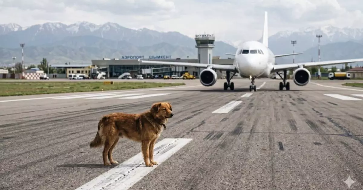  Самолет сбил собаку в Шымкенте 