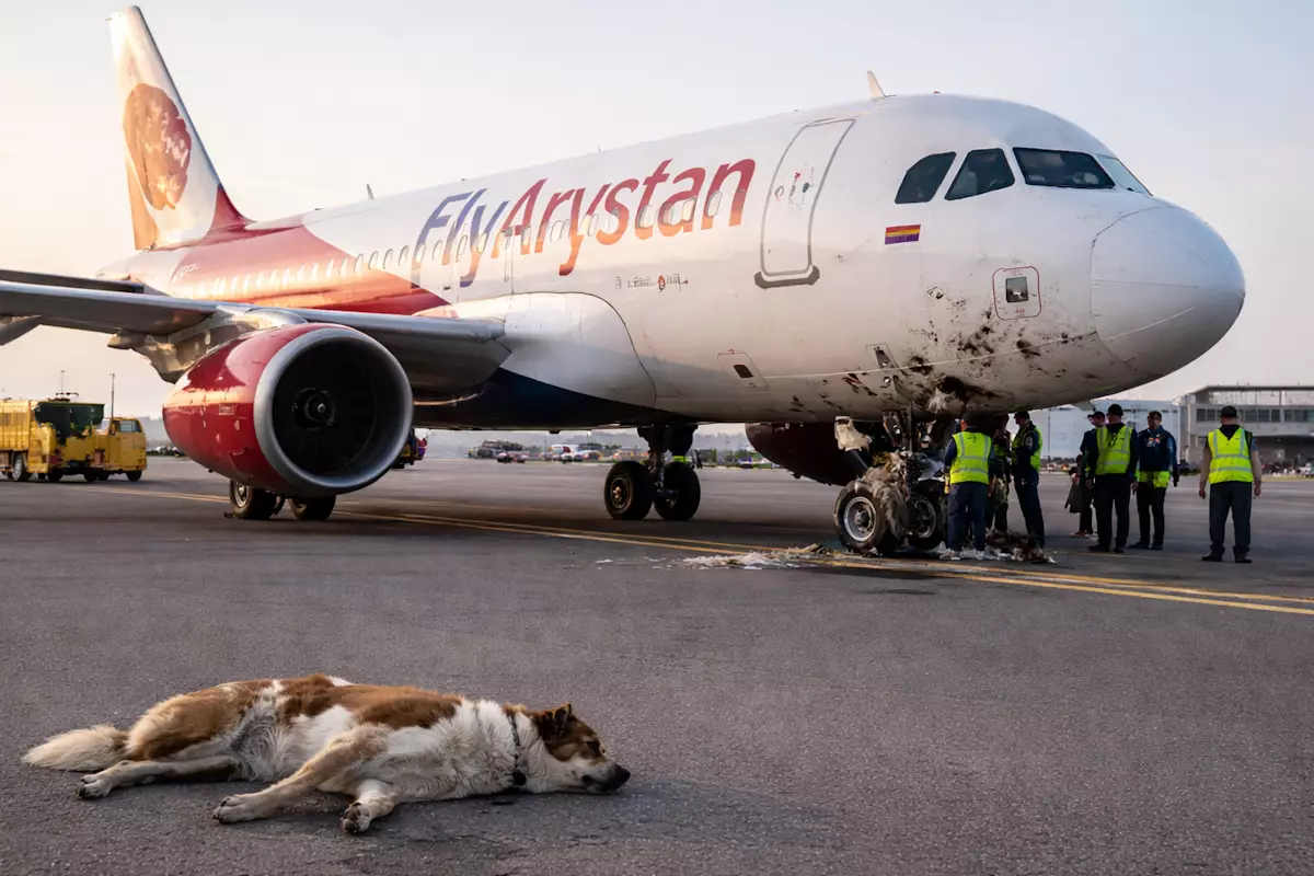 Самолет FlyArystan сбил собаку в аэропорту Шымкента