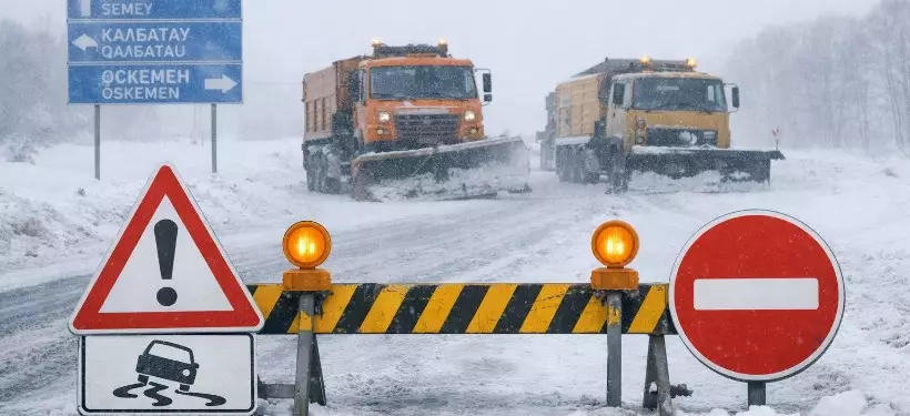 Ауа райына байланысты Семейде автожолдар жабылды