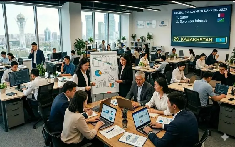 Казахстан занял 29-е место в мире по уровню занятости по данным МОТ 2025 года.