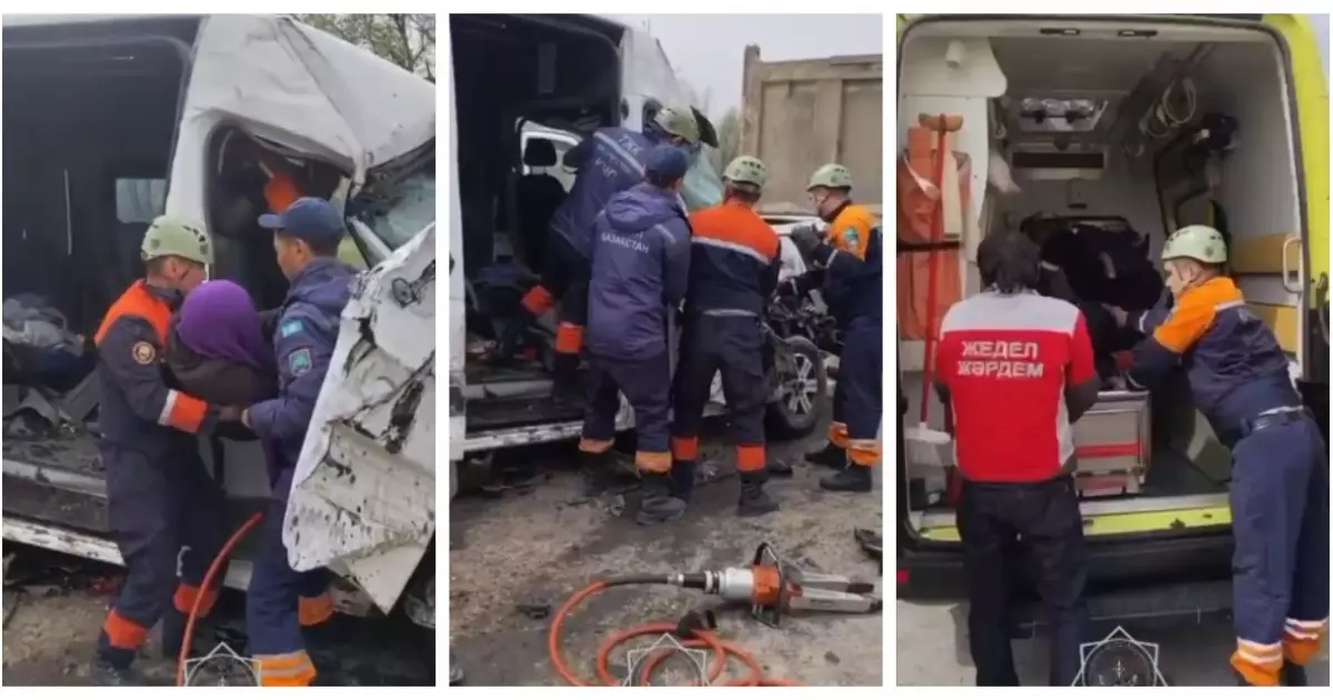   Талдықорғанда микроавтобус пен жүк көлігі соқтығысты   