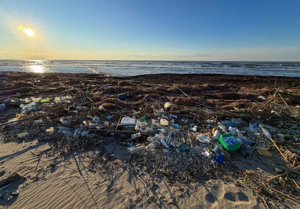 Житель Казахстана очищает от мусора дно Каспийского моря.