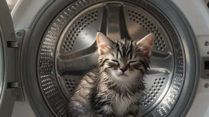 В Семее женщину оштрафовали после гибели котёнка в стиральной машине