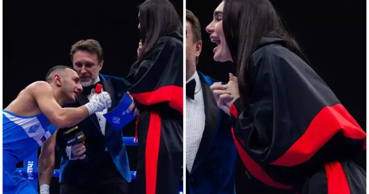  Жекпе-жектен кейін рингте сүйіктісіне ұсыныс жасаған боксшы күтпеген жағдайға тап болды 