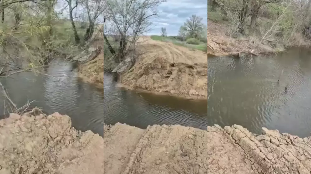 Переправы больше нет - последствия паводка в ЗКО сняли на видео