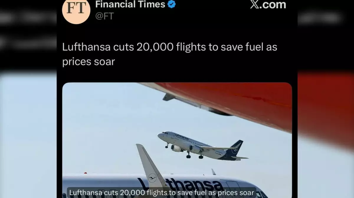 Lufthansa отменит 20 тысяч рейсов из-за нехватки авиатоплива