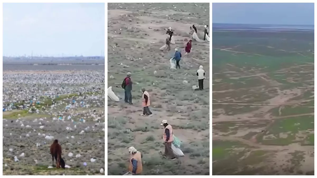 Маңғыстау облысындағы қоқысқа толған дала даулы видеодан кейін тазартылды (видео)