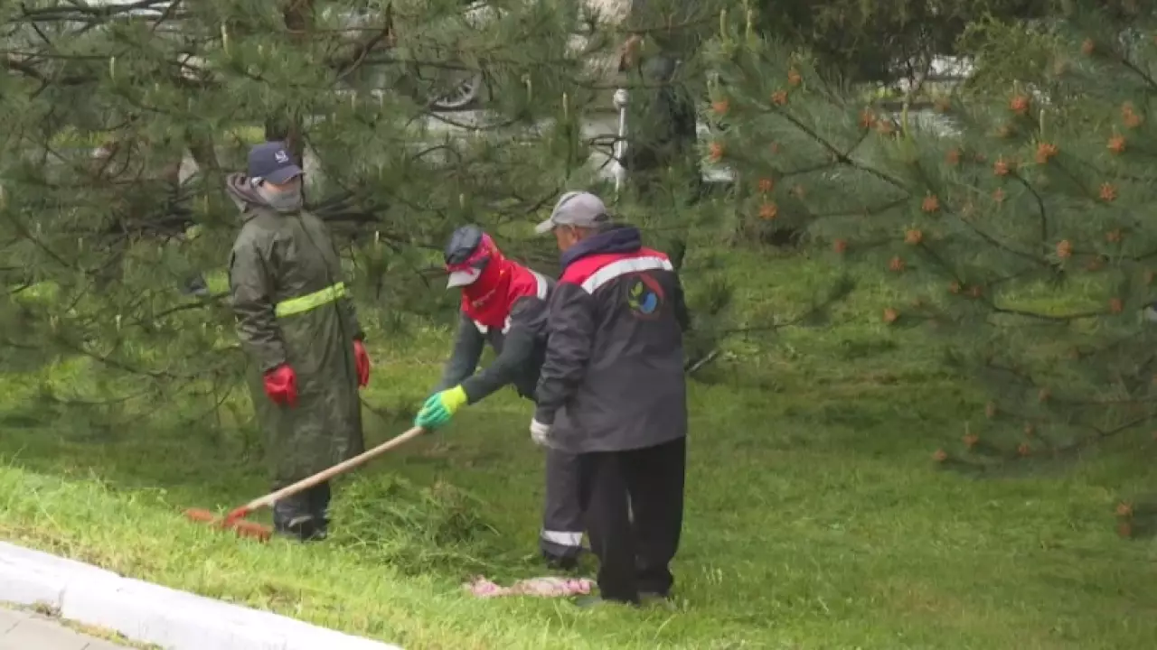 В Шымкенте убрали парк Абая в рамках экоакции