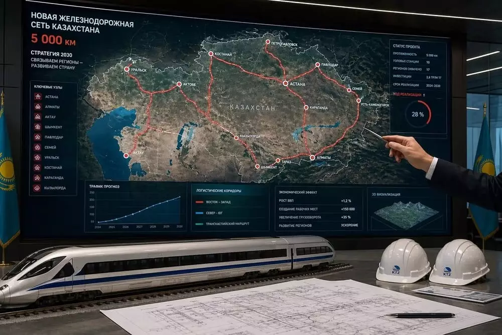 Казахстан в ближайшие четыре года построит 5 тысяч километров новых железных дорог.