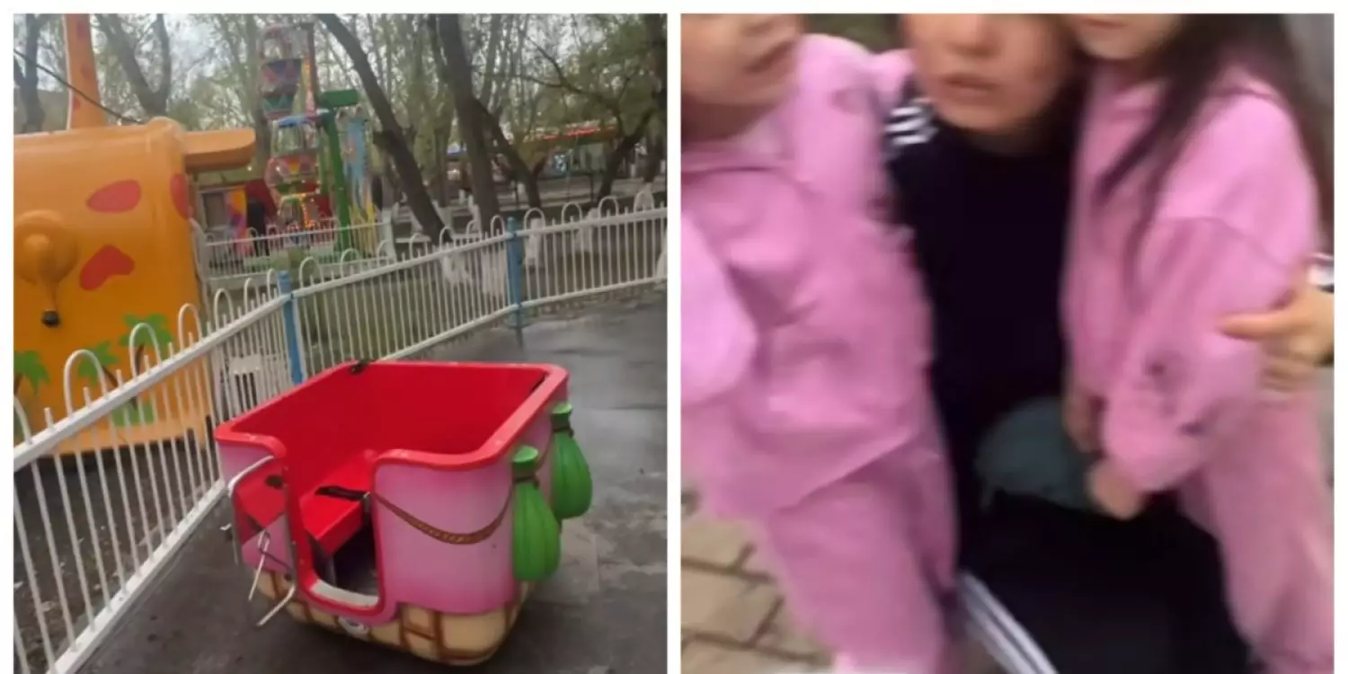 Астанада аттракцион кабинасы үзіліп, екі кішкентай қызды езіп кете жаздады