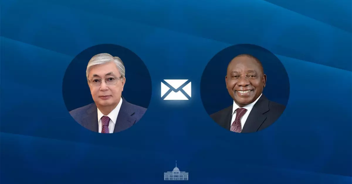  Мемлекет басшысы Оңтүстік Африка Республикасының президентін құттықтады 