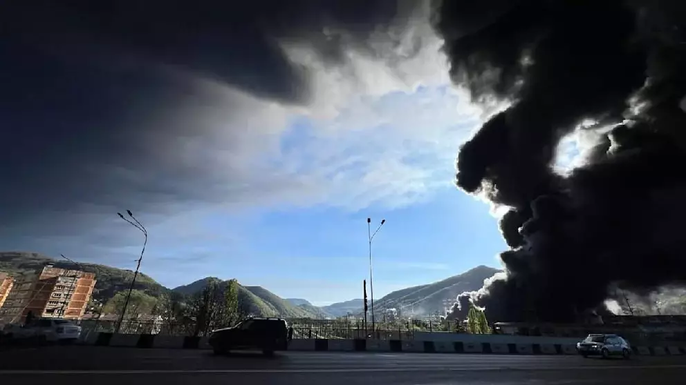 Чёрный дым накрыл город Туапсе