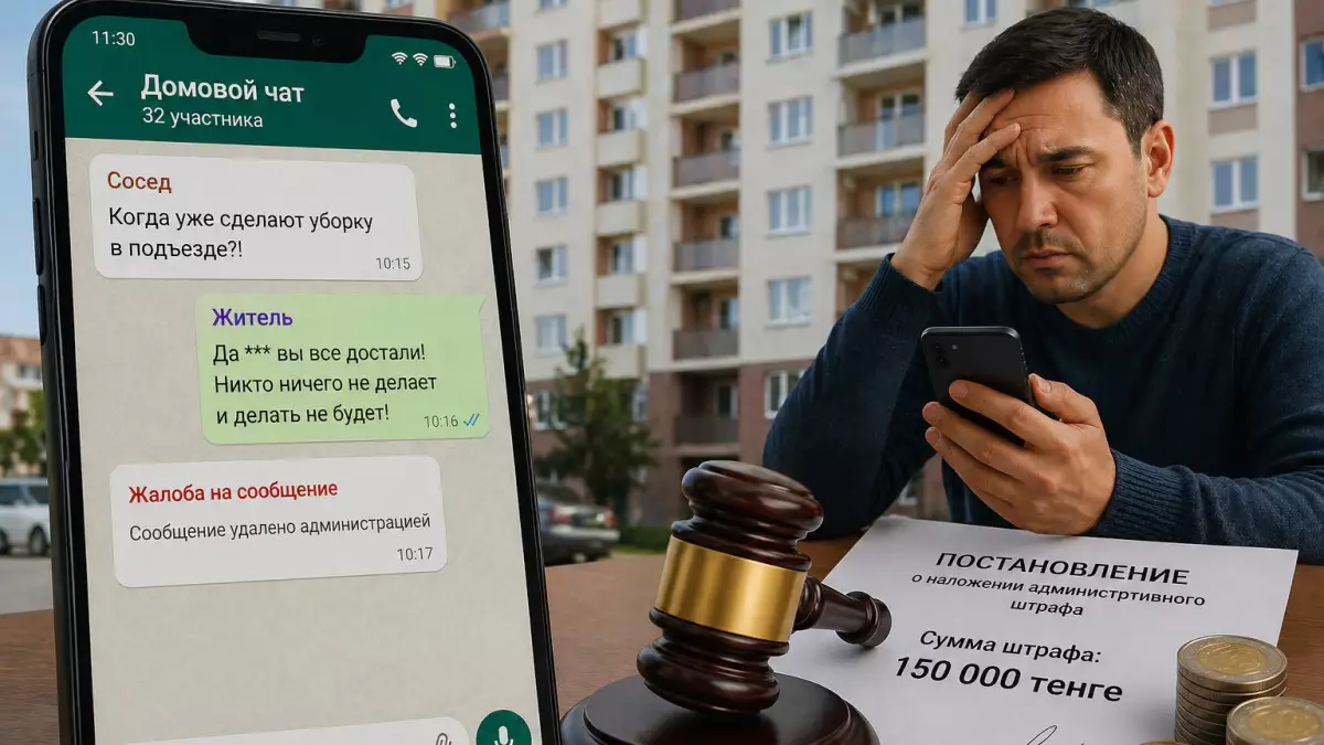 Мат в домовом чате обошёлся жителям Шымкента в 150 тысяч тенге
