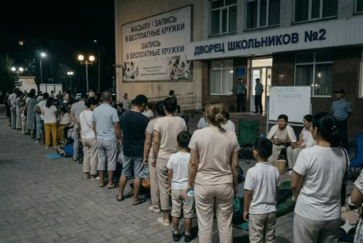 Жители Шымкента устроили давку из-за бесплатных мест в секцию плавания