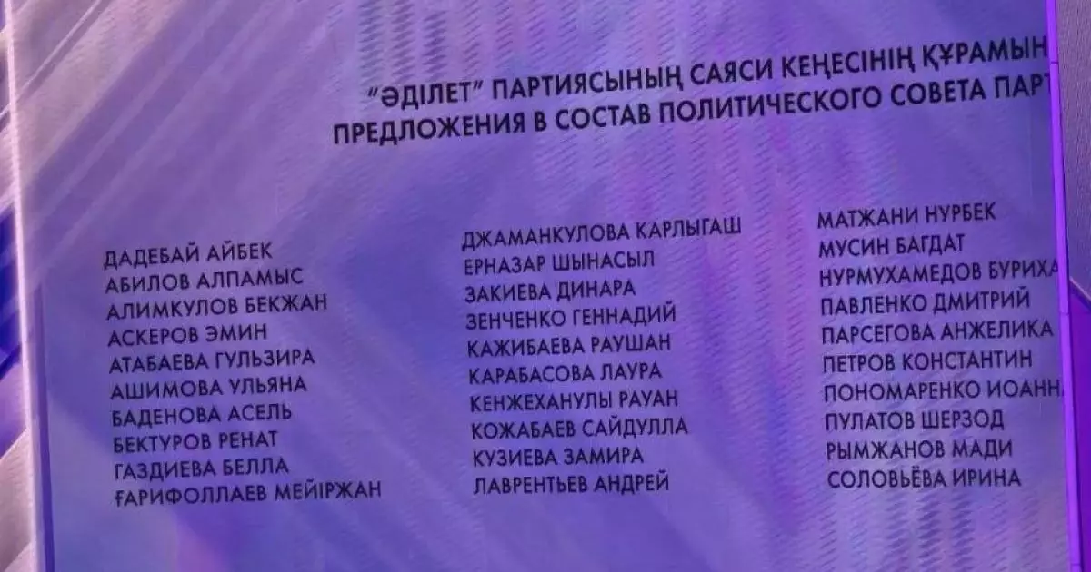  В партии «Әділет» утвердили состав политсовета 
