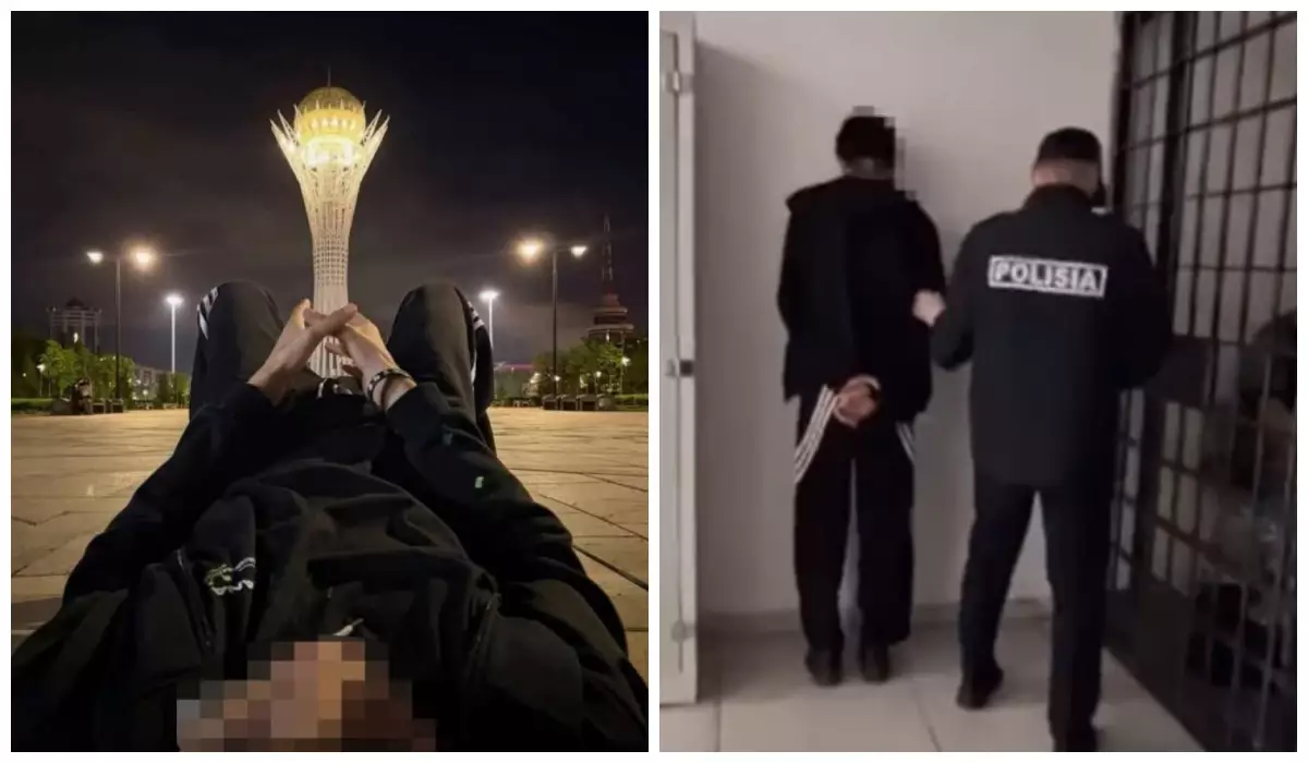 Астанада Бәйтерекпен әдепсіз фотоға түскен 19 жастағы жігіт ұсталды (видео)