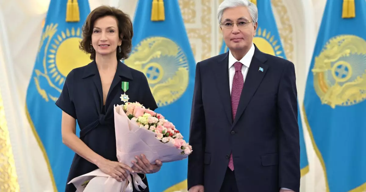  Президент ЮНЕСКО-ның бұрынғы Бас директоры Одрэ Азулені Qoja Ahmet Yasaui орденімен марапаттады 