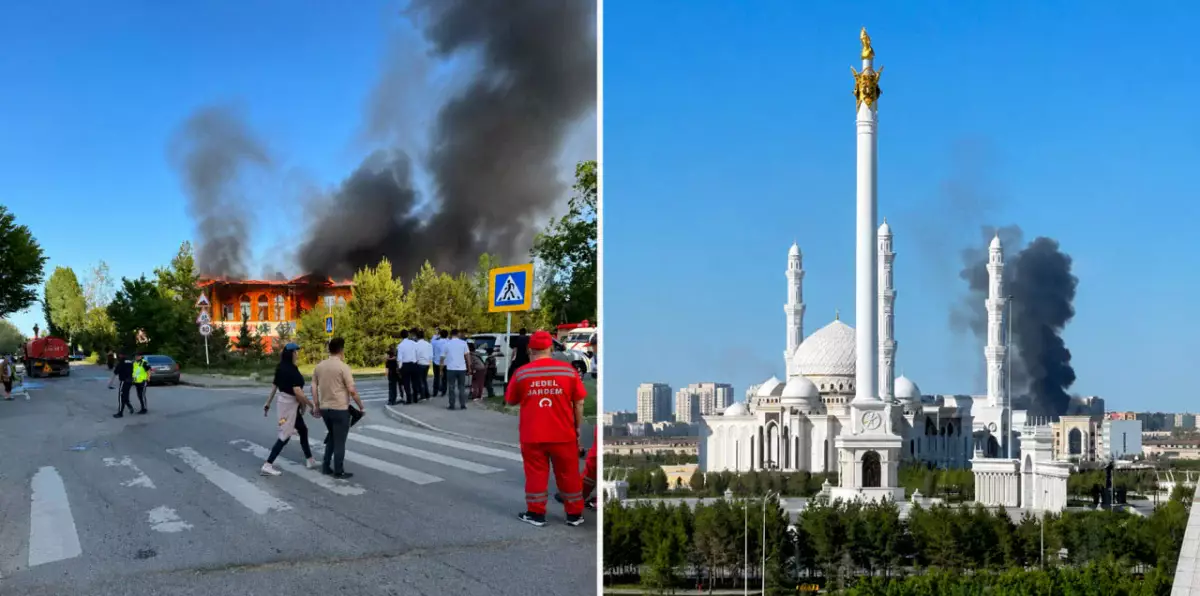 В Астане одновременно вспыхнули два пожара – левый берег охвачен дымом