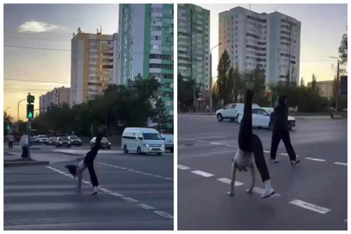 Қазақстандық қыз жаяу жүргіншілер өткелінде акробатикалық трюк жасағаны үшін сотқа тартылды