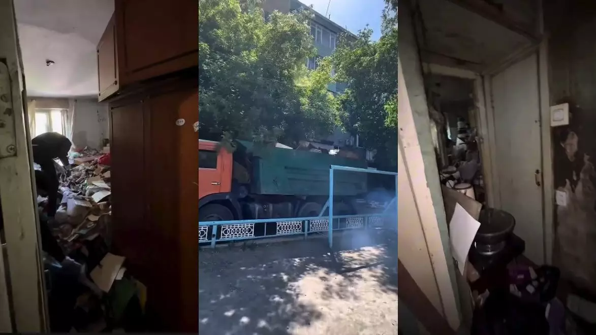 Десять КамАЗов мусора вывезли из квартиры жительницы Семея