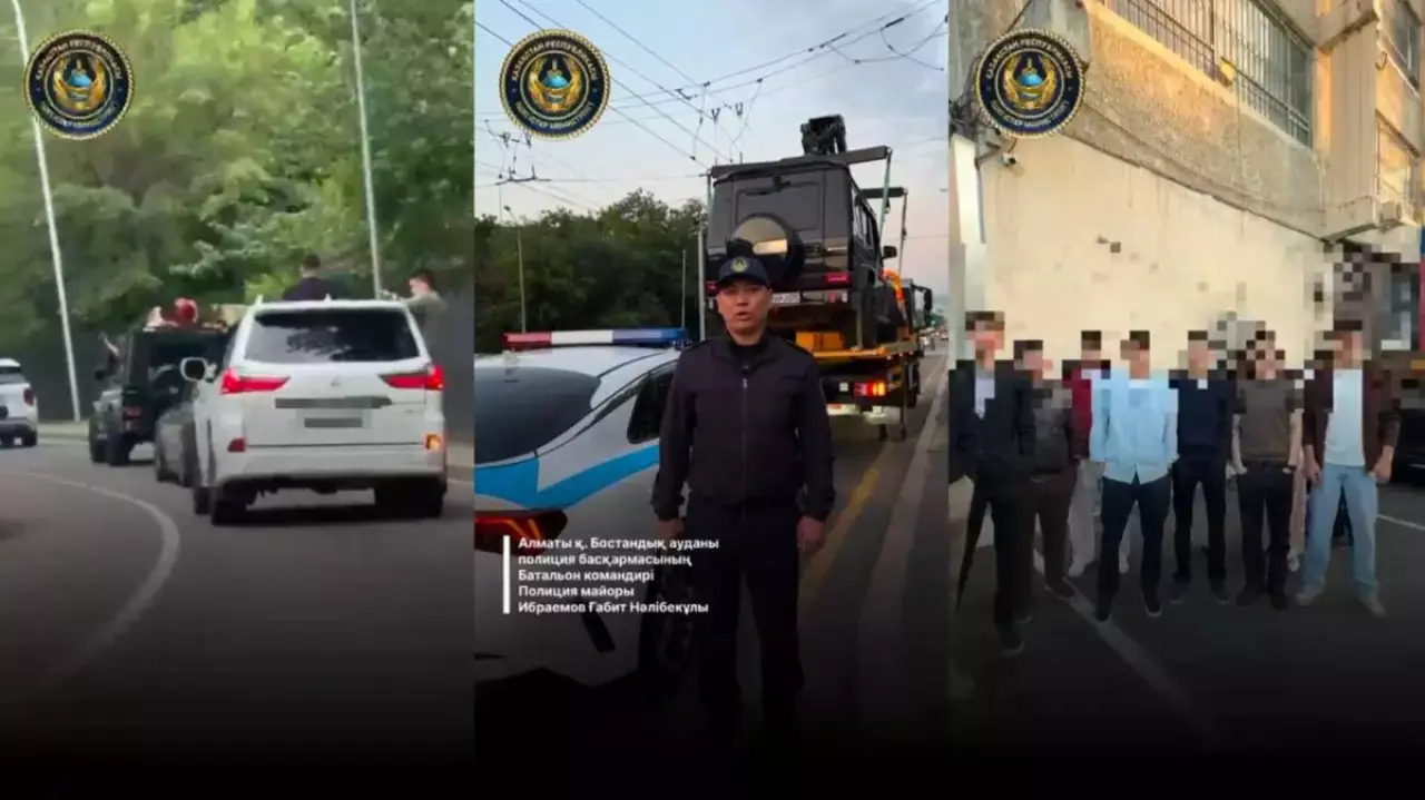 Сөз ұқпас ата-аналар: Алматыда мектеп түлектері отырған автокортеж айып тұрағынан бірақ шықты