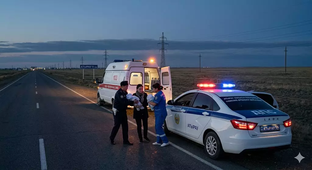 Случилось ЧП: как атырауские патрульные спасали новорожденных на трассе