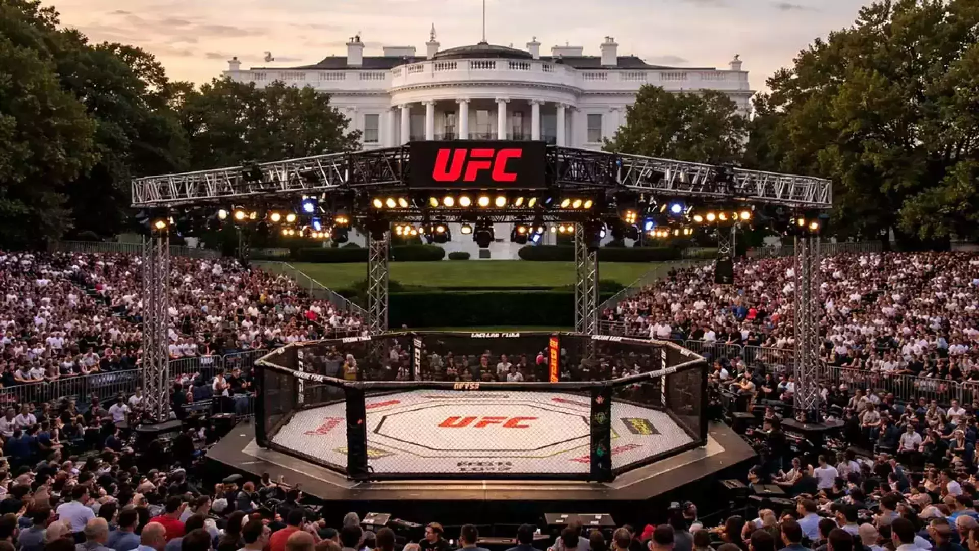На территории Белого дома начали возводить арену для исторического турнира UFC Freedom 250