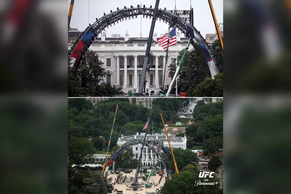 Ақ үйдің алдында UFC турниріне арналған арена салына бастады