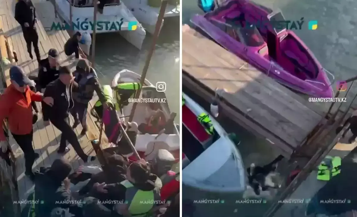 Массовая драка на причале в Актау попала на видео