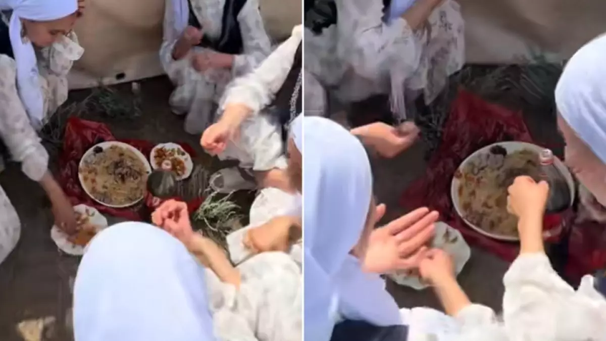  Жерге пакет төсеп тамақ жеген келіндерді ел сынап тастады (ВИДЕО) 