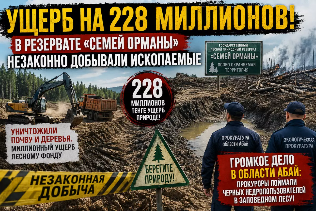 Ущерб на 228 миллионов: в резервате «Семей орманы» незаконно добывали ископаемые 