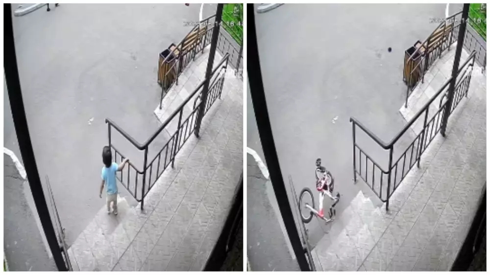 В Астане сбросили велосипед с 11-го этажа - чудом удалось избежать трагедии