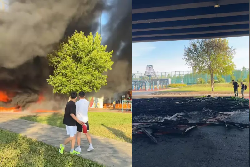 Крупный пожар в Триатлон-парке Астаны: подростков подозревают в поджоге