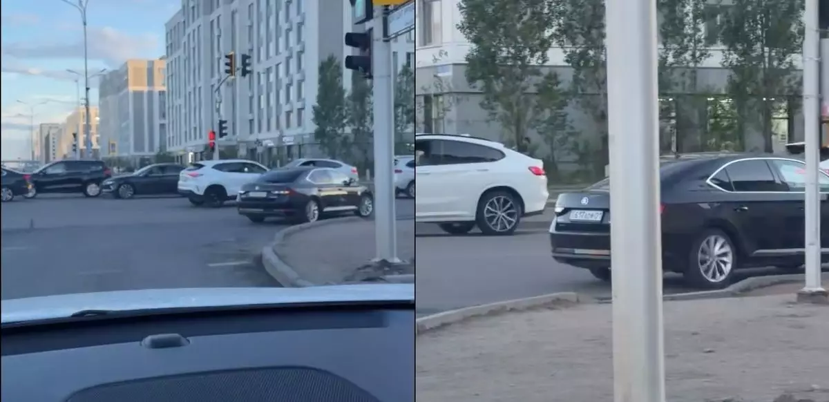 Автомобиль грубо нарушил ПДД в Астане, но его номера не оказалось в базе