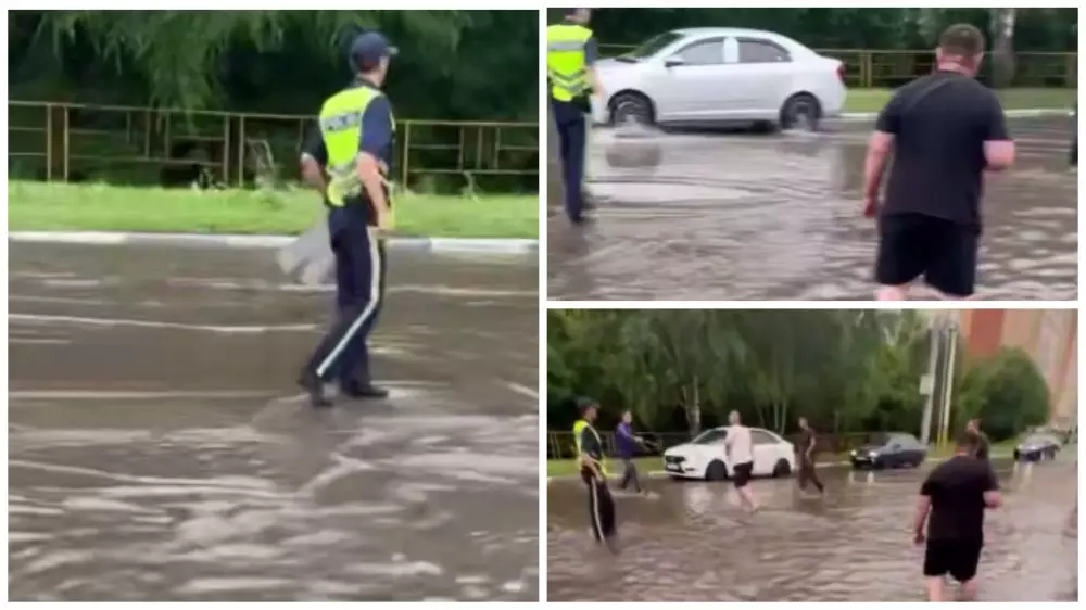 В Костанае полицейский остановил движение, чтобы водители нашли свои номера