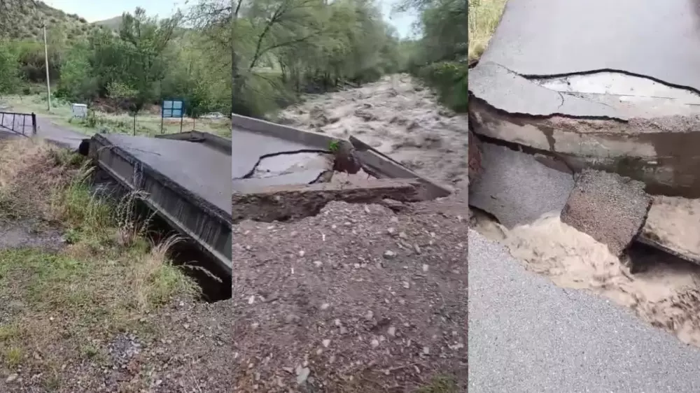 Мост снесло потоком воды в Каскеленском ущелье