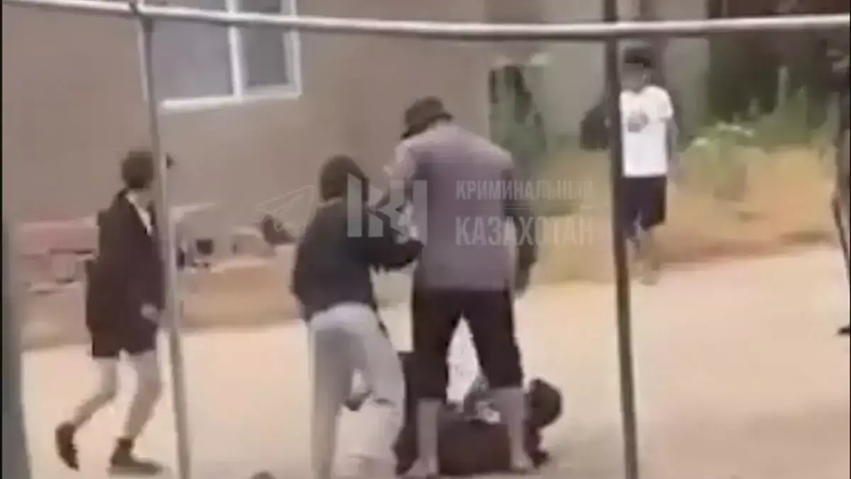 Қаскелеңде бір топ жасөспірім екі ер адамды аяусыз соққыға жықты (ВИДЕО) 